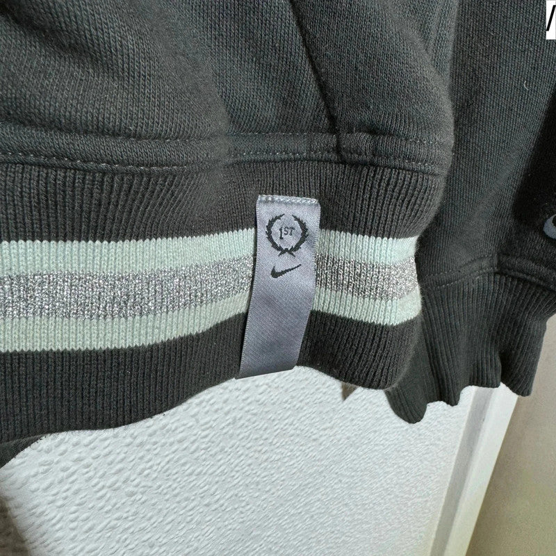 Vintage Dark Grey Y2K Nike Hoodie Full Zip - Medium
