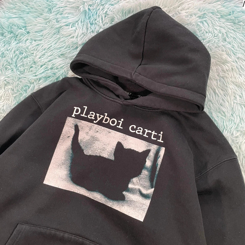Black Playboi Carti Hoodie Graphic Whole Lotta Red - Medium