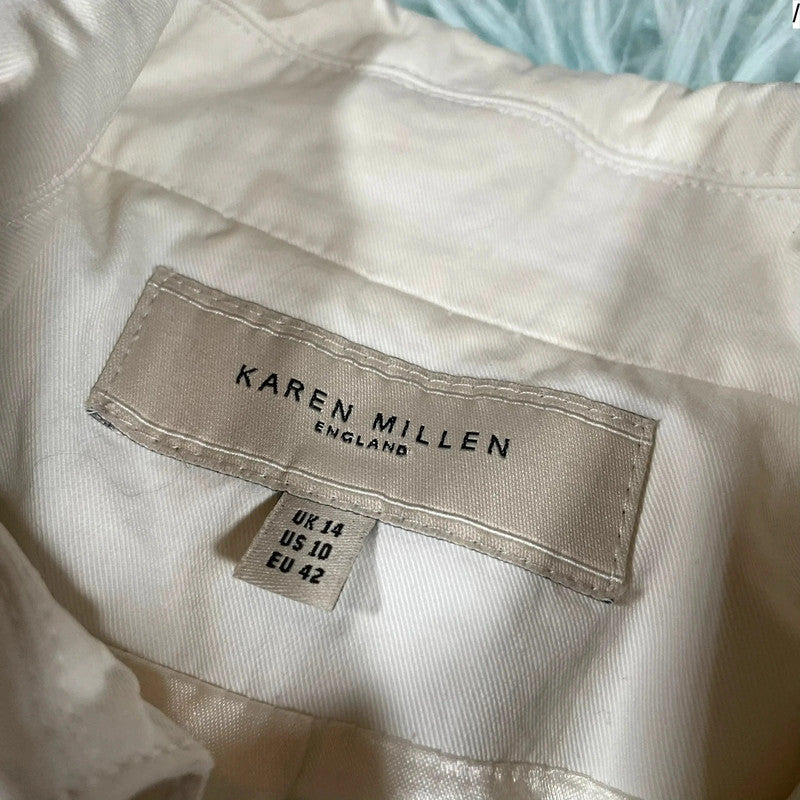 White Karen Millen Fitted Jacket - Size 14