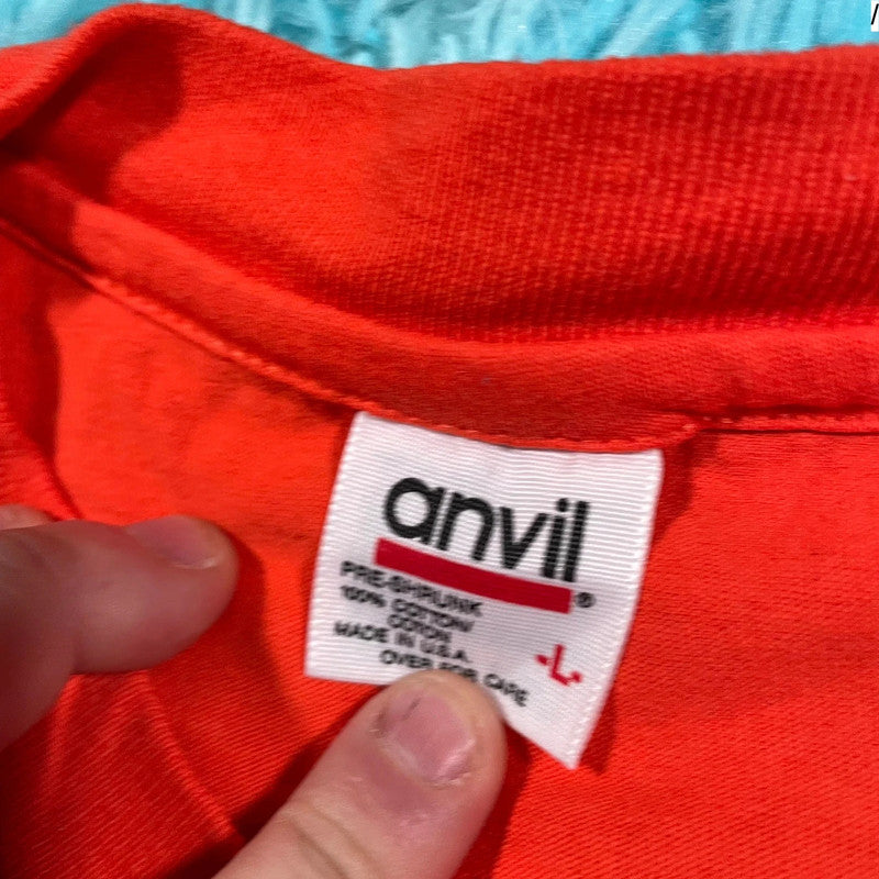 Vintage 90s Orange Dog Graphic T Shirt - Large