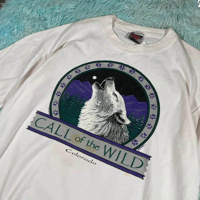 Vintage 90s Grey Wolf Graphic T Shirt - XL
