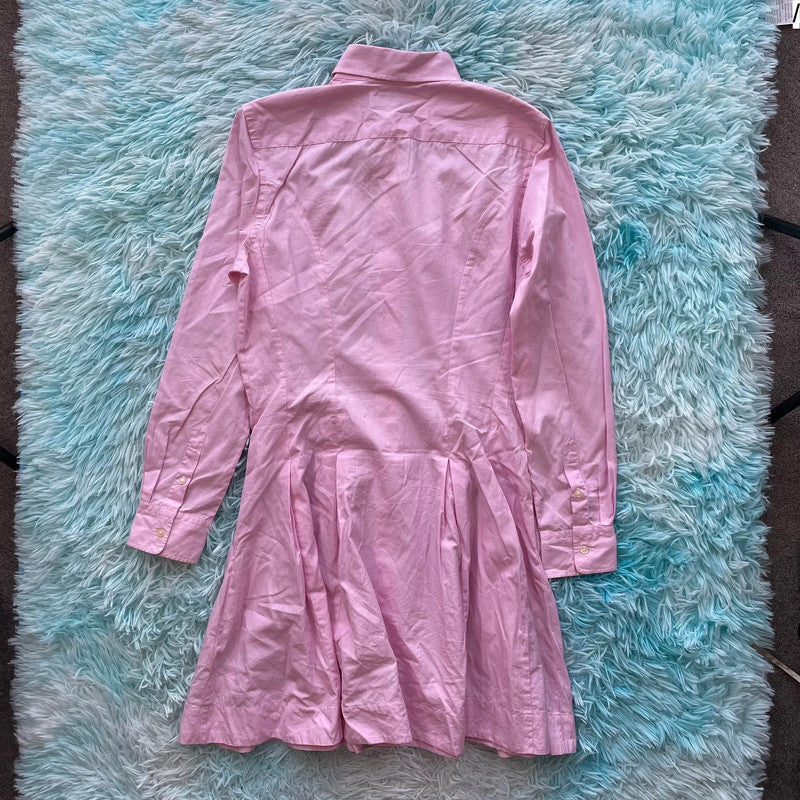 Pink Polo Ralph Lauren Shirt Dress Pleated - Size 8