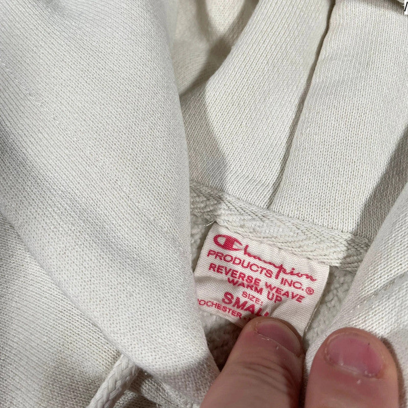 White Champion Reverse Weave Hoodie Plain - Small