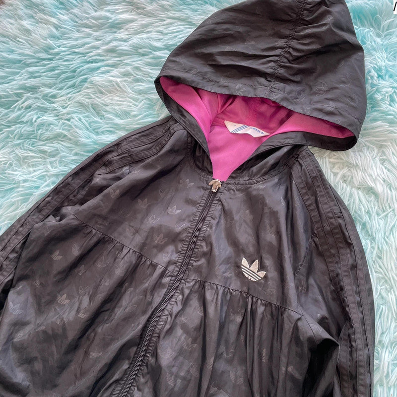 Vintage Black & Pink Adidas Fitted Track Jacket - Size 14