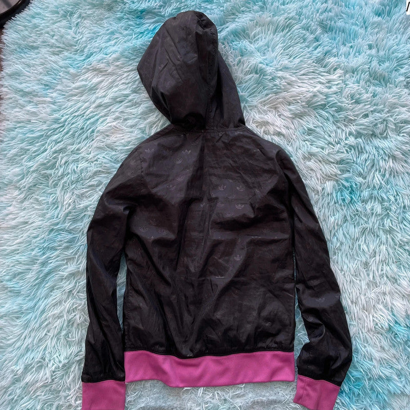 Vintage Black & Pink Adidas Fitted Track Jacket - Size 14