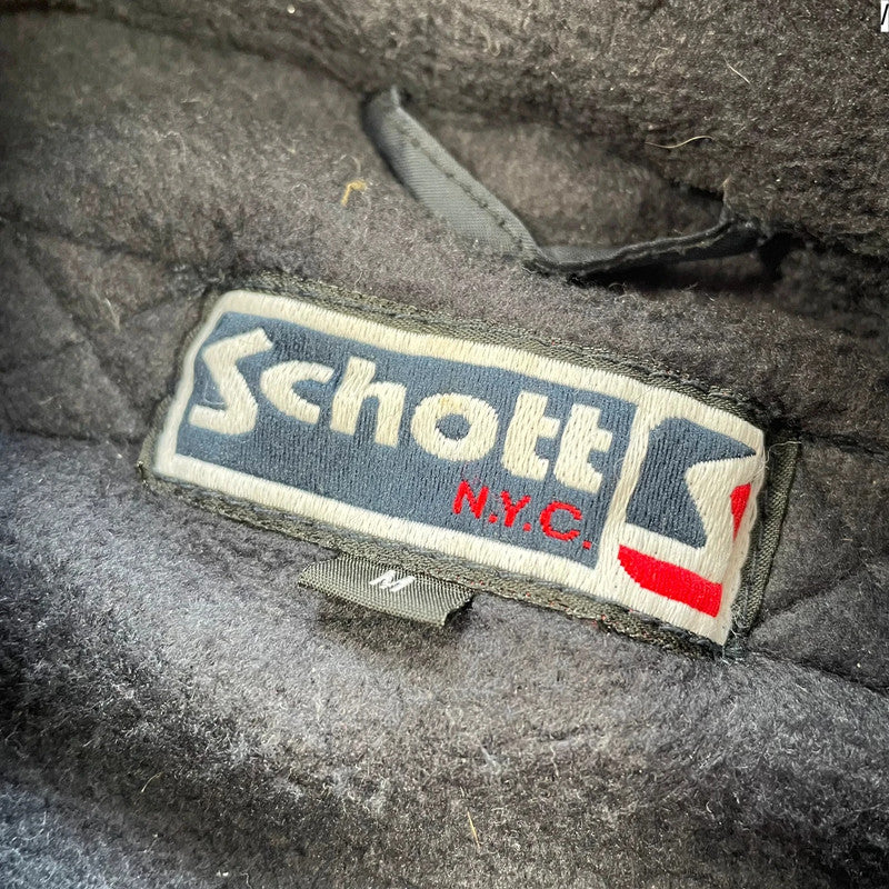 Vintage Black Schott Fleece Jacket - Medium