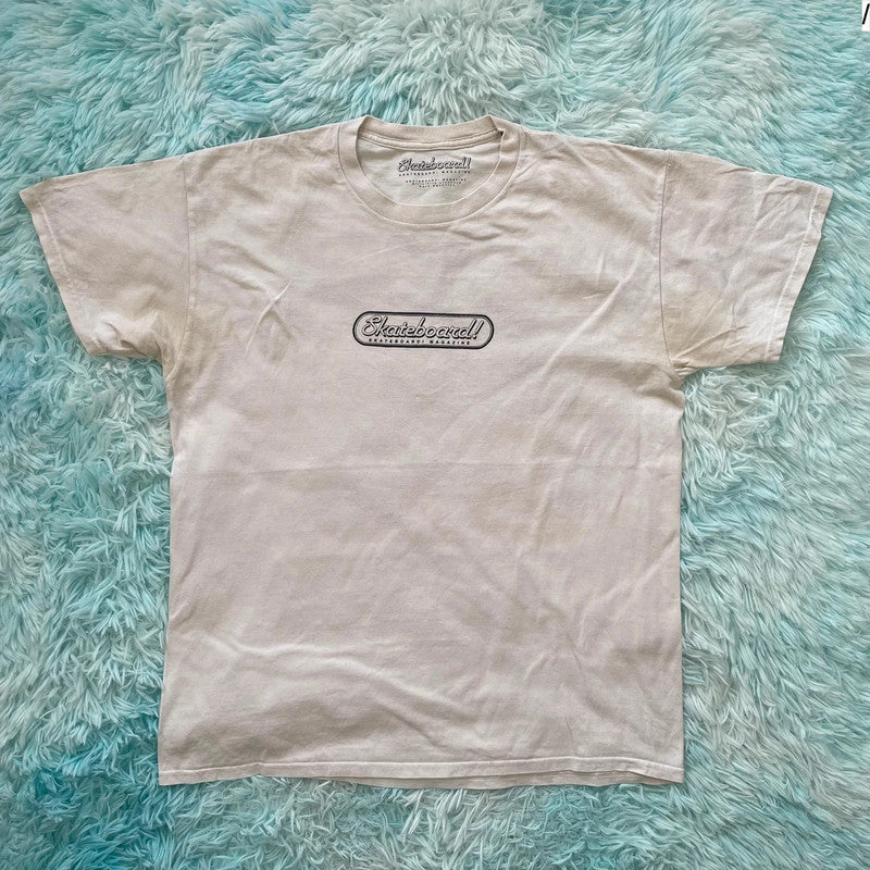 White Skateboard Magazine Print T Shirt - L