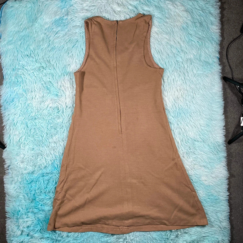 Vintage 70s Brown Summer Dress Courtelle - Size 12