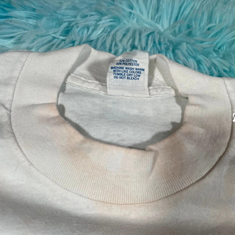 Vintage 90s White Graphic T Shirt - Womens Large