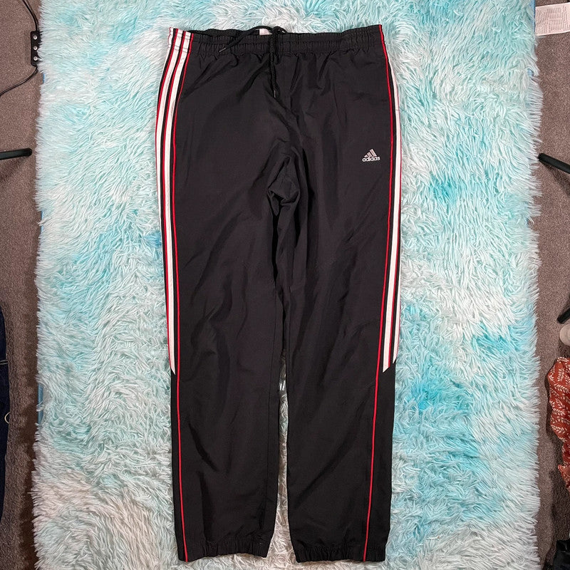 Vintage 00s Black & Red Adidas Tracksuit Bottoms - Medium