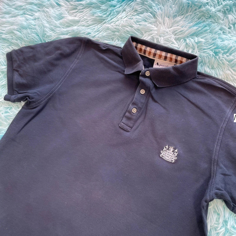 Navy Aquascutum Polo Shirt - Medium