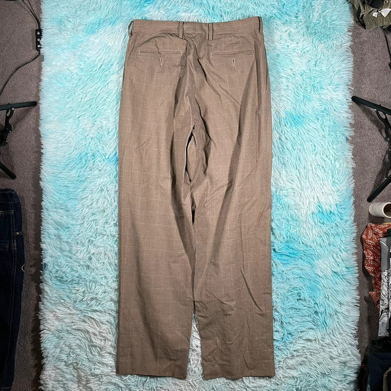 Vintage 90s Beige Tommy Hilfiger Chequered suit Trousers - 34W 32L