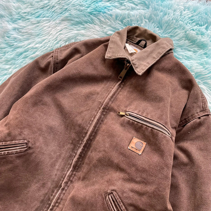 Vintage 90s Brown Carhartt Detroit Jacket Workwear - Medium