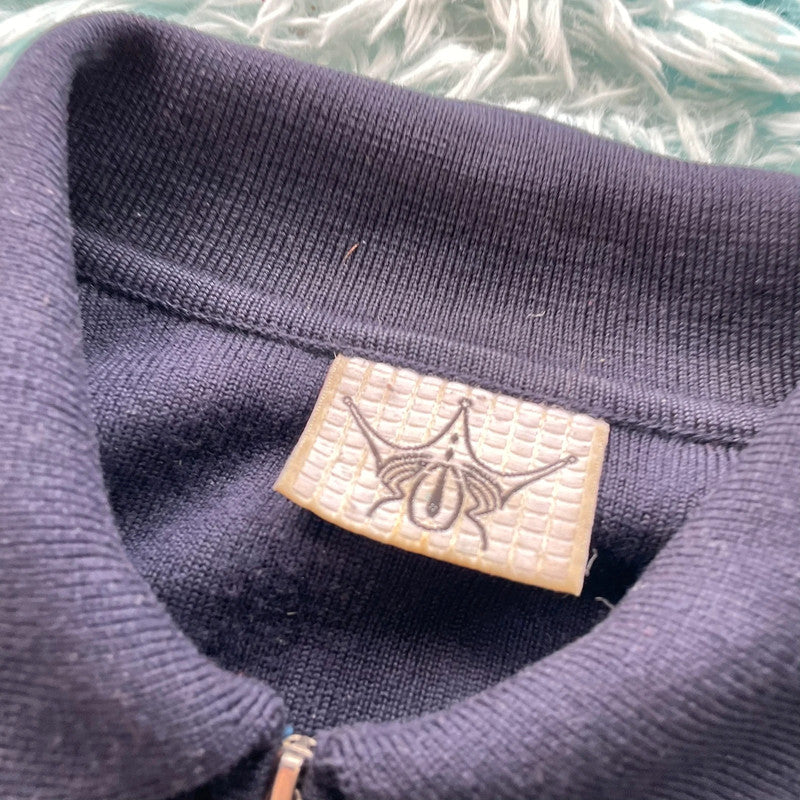 Vintage 90s Navy Collared Golf Jumper - Small