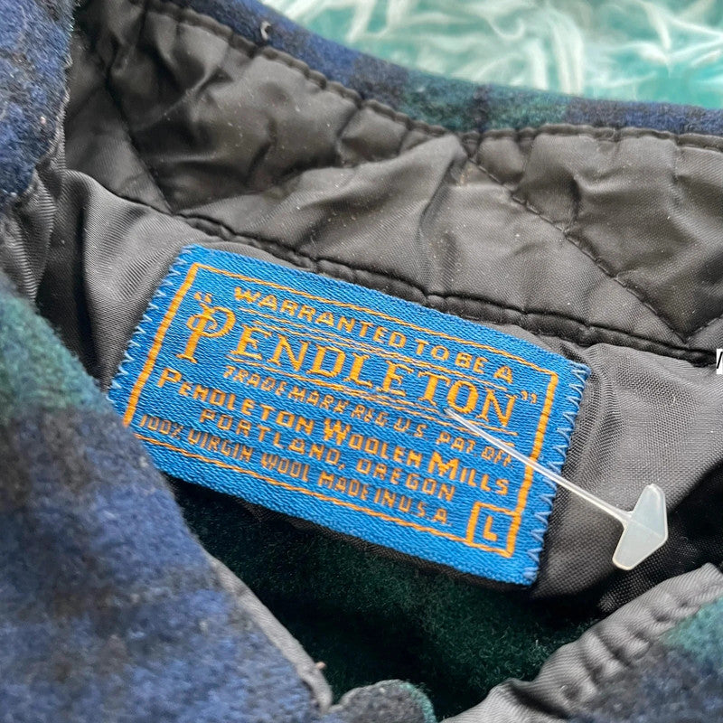 Vintage Green & Navy Pendleton Flannel Shirt - Large
