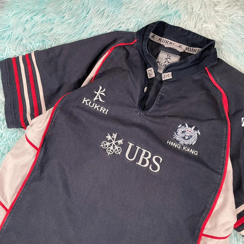 Vintage Navy Hong Kong Rugby Shirt Kukri - Medium