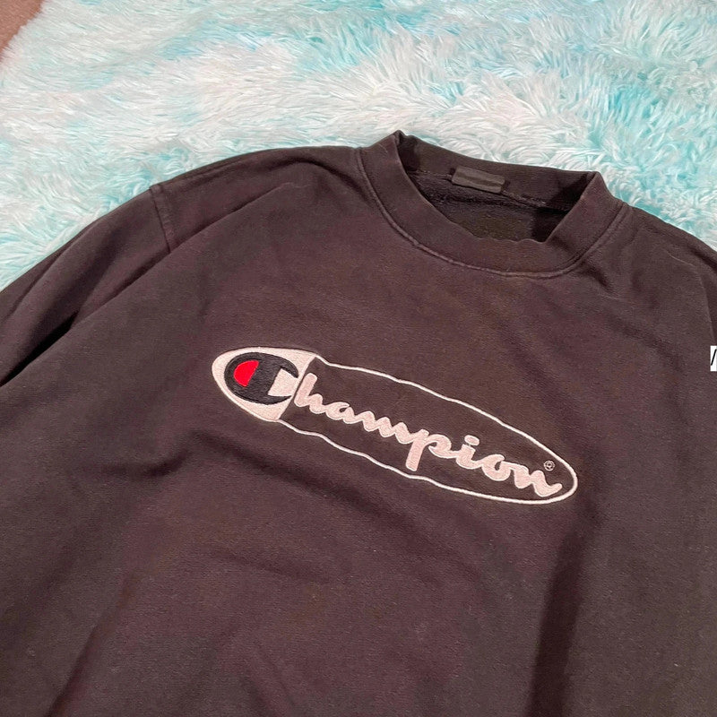 Vintage 90s Black Champion Sweatshirt Spellout - XL