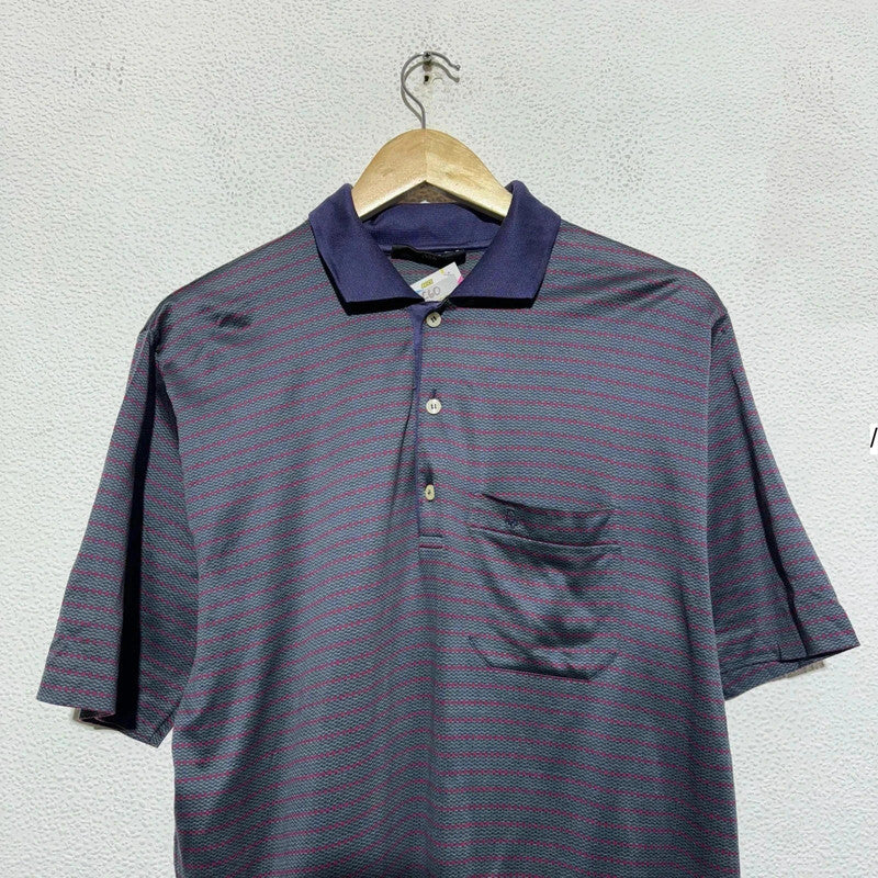 Vintage 80s Patterned Christian Dior Polo Shirt - Medium