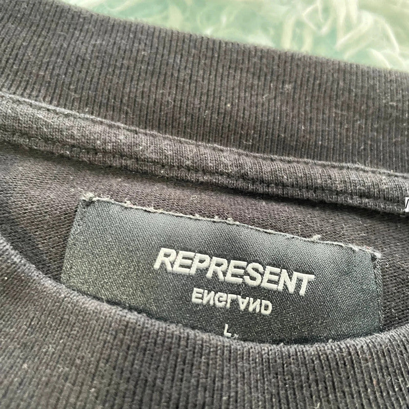 Black Represent T Shirt Spellout - Large