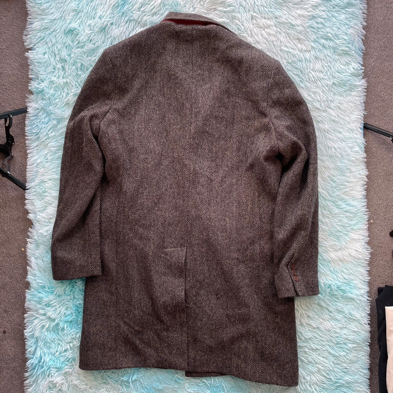 Vintage Walker Slater Harris Tweed Coat Herringbone - XL