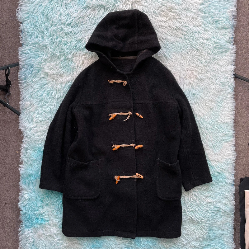 Vintage 70s Black Sea Duffle Coat - Large