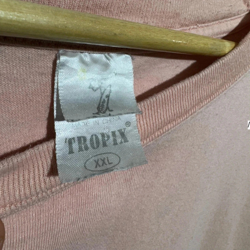 Vintage Pink Embroidered Jamaica Sandals T Shirt - XXL