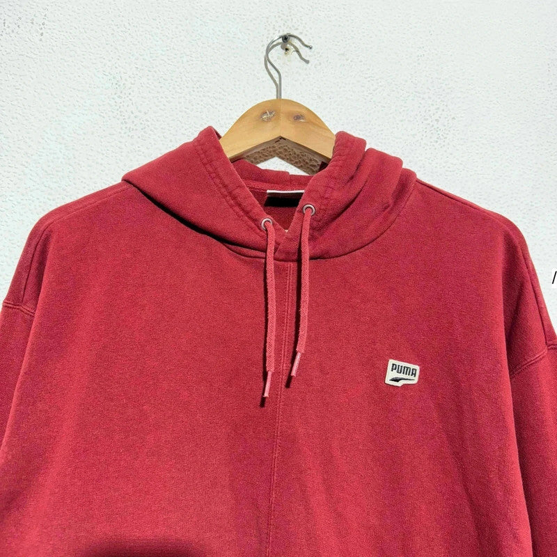 Burgundy Red Puma Hoodie Plain - Medium