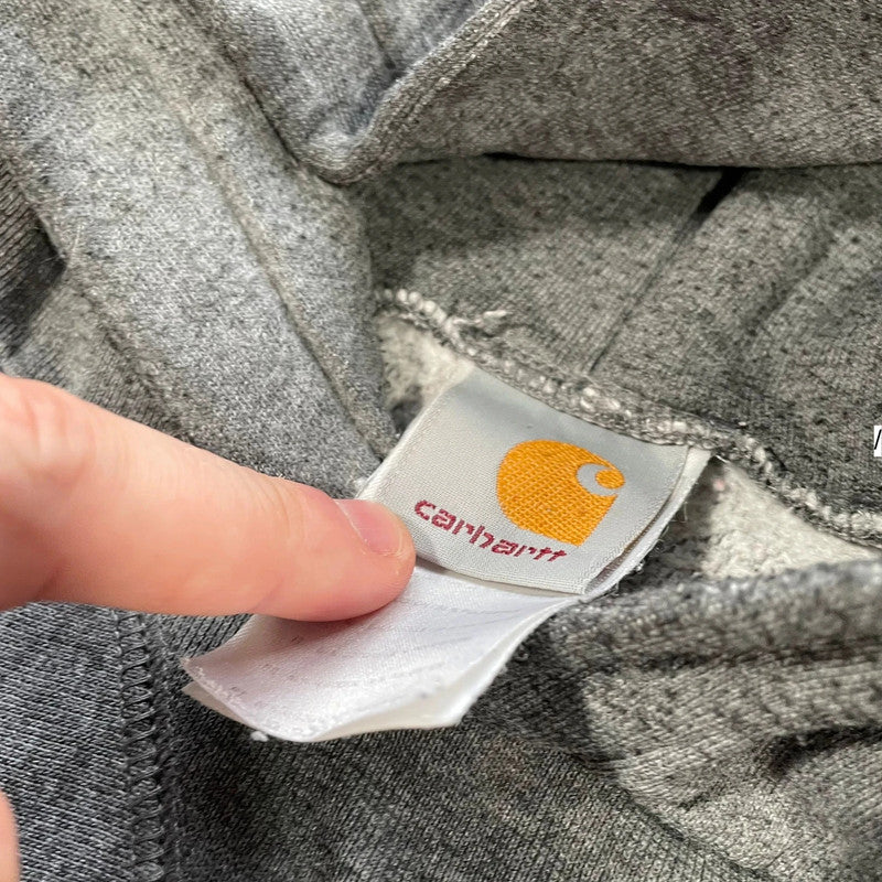 Vintage Grey Carhartt Hoodie Blank Plain - Large