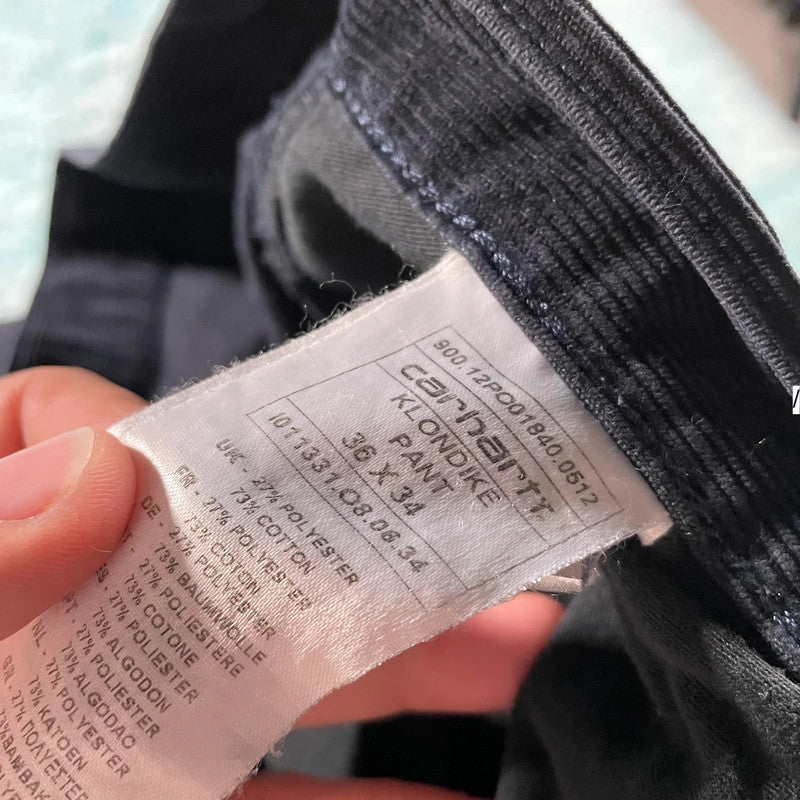 Dark Navy Carhartt Corduroy Trousers Klondike - 36W 34L