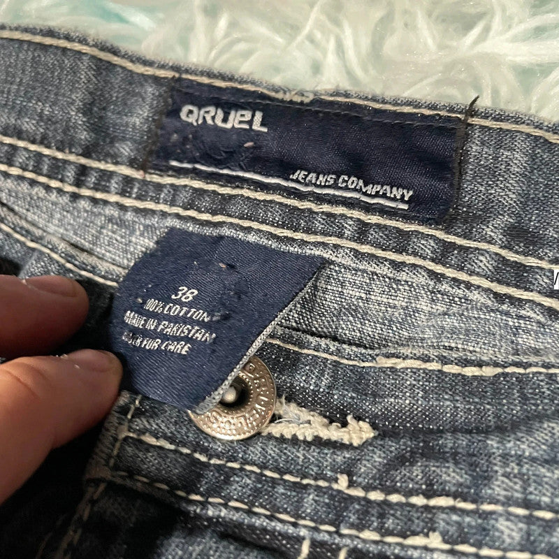 Vintage 90s Blue Baggy Jean Shorts Jorts - 38W