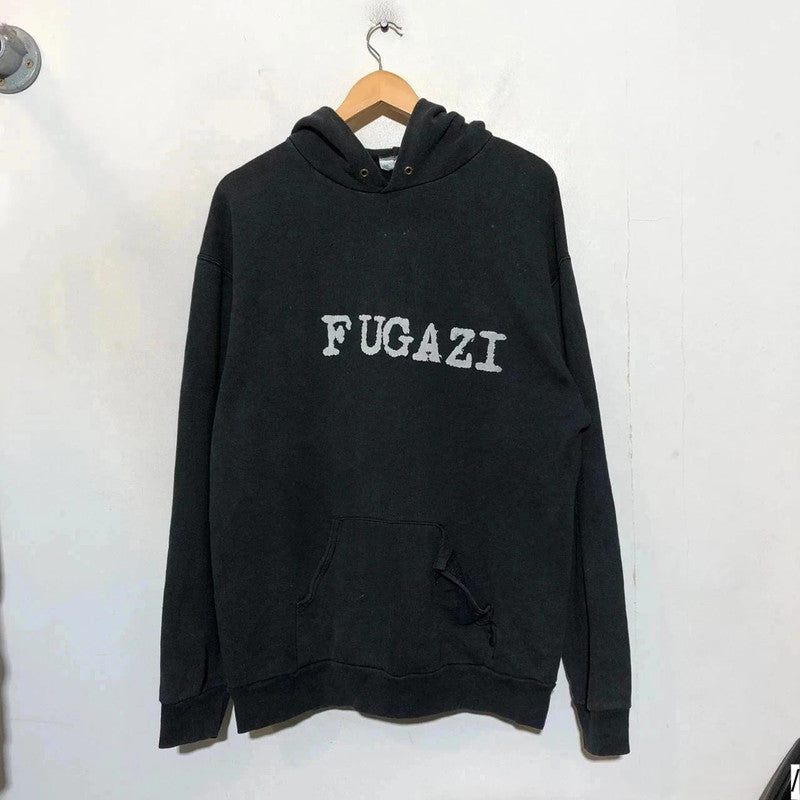 Vintage 90s Black Fugazi Band Hoodie Screen Stars - XL