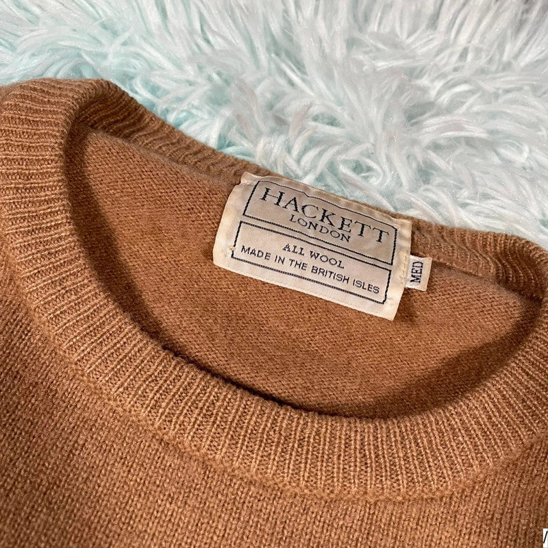 Vintage Brown Hackett Wool Knitted Jumper - Medium