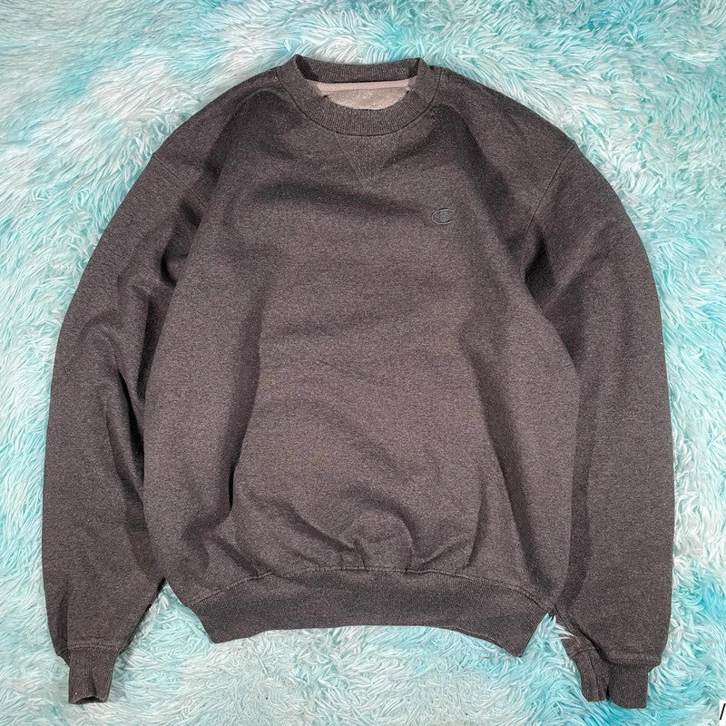 Vintage 00s Grey Champion Plain Sweatshirt - Medium