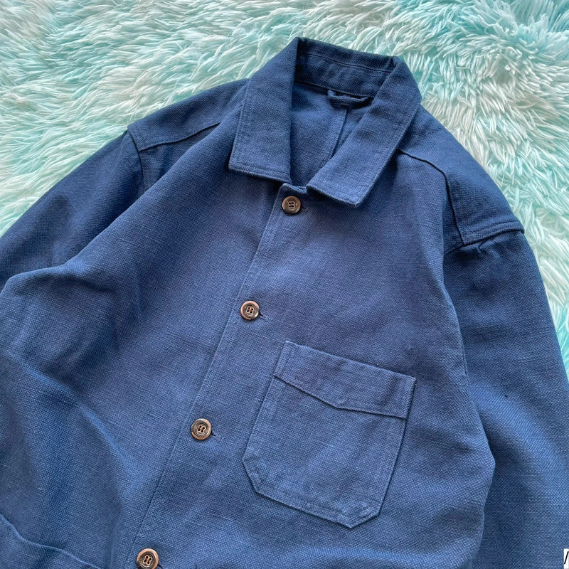 Navy Cordings Piccadilly London Chore Jacket Linen - XL