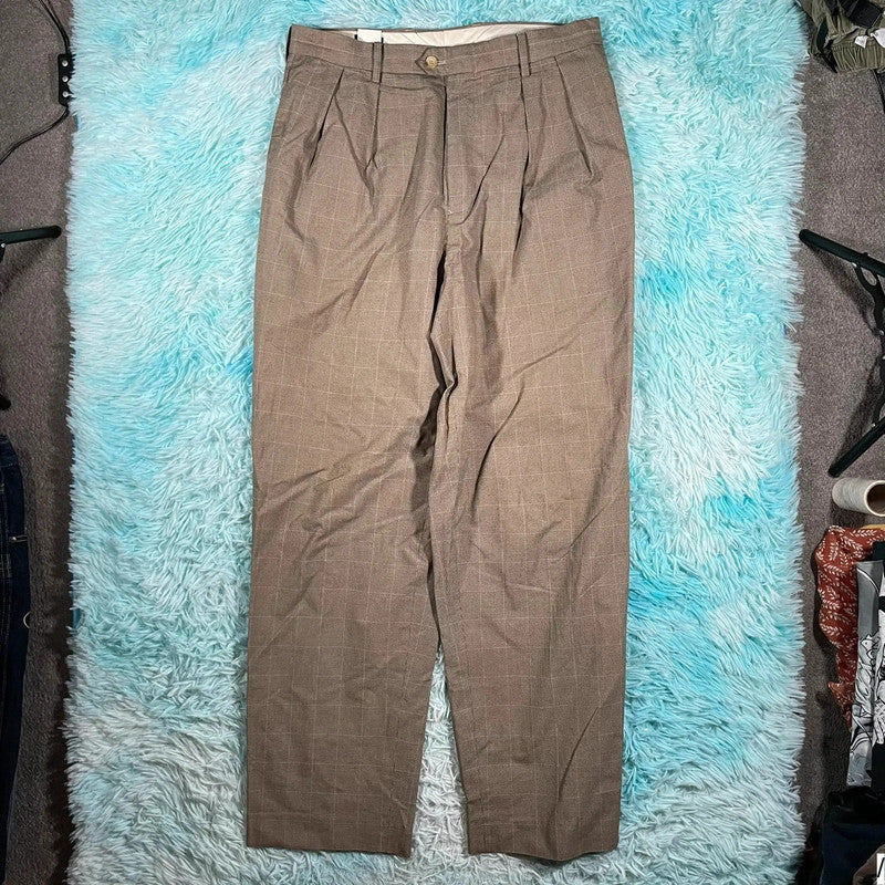 Vintage 90s Beige Tommy Hilfiger Chequered suit Trousers - 34W 32L