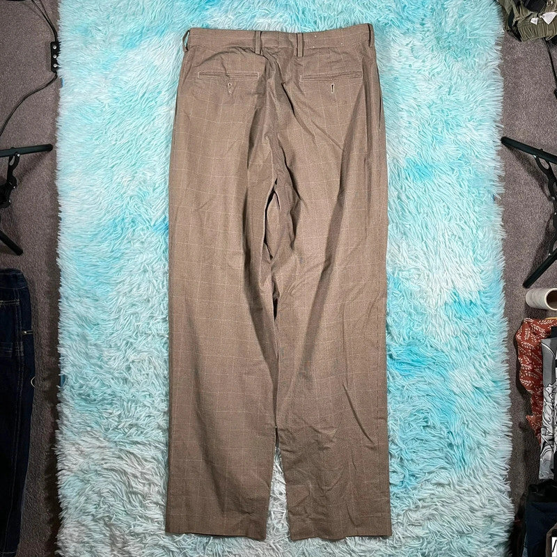 Vintage 90s Beige Tommy Hilfiger Chequered suit Trousers - 34W 32L