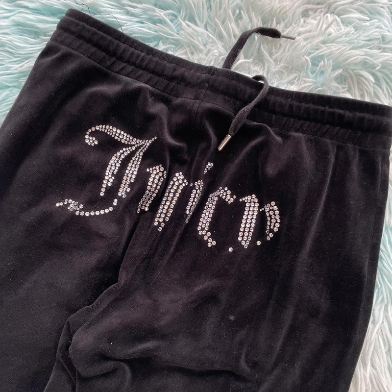 Black Juicy Couture Velour Tracksuit Bottoms - Small