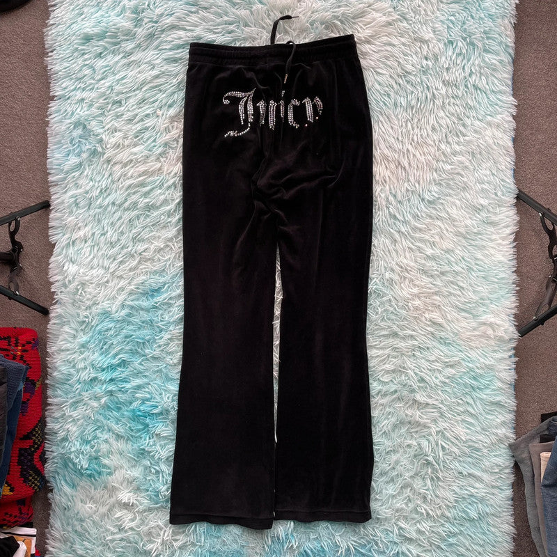 Black Juicy Couture Velour Tracksuit Bottoms - Small