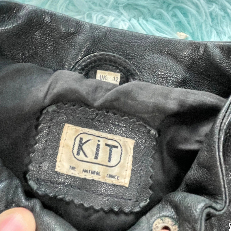 Vintage 90s Boxy Leather Jacket - Size 12