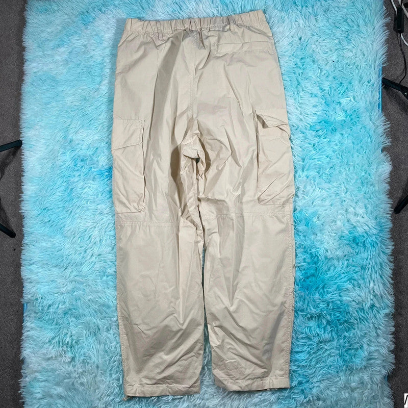 Beige Uniqlo Parachute Pants Nylon Cargo Bottoms - Medium