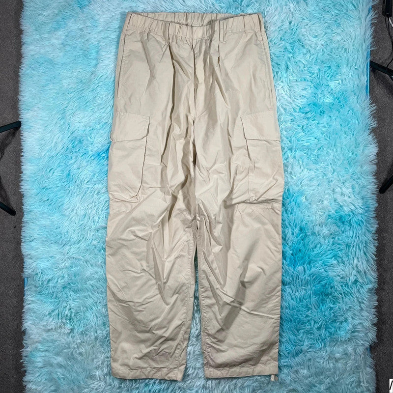 Beige Uniqlo Parachute Pants Nylon Cargo Bottoms - Medium