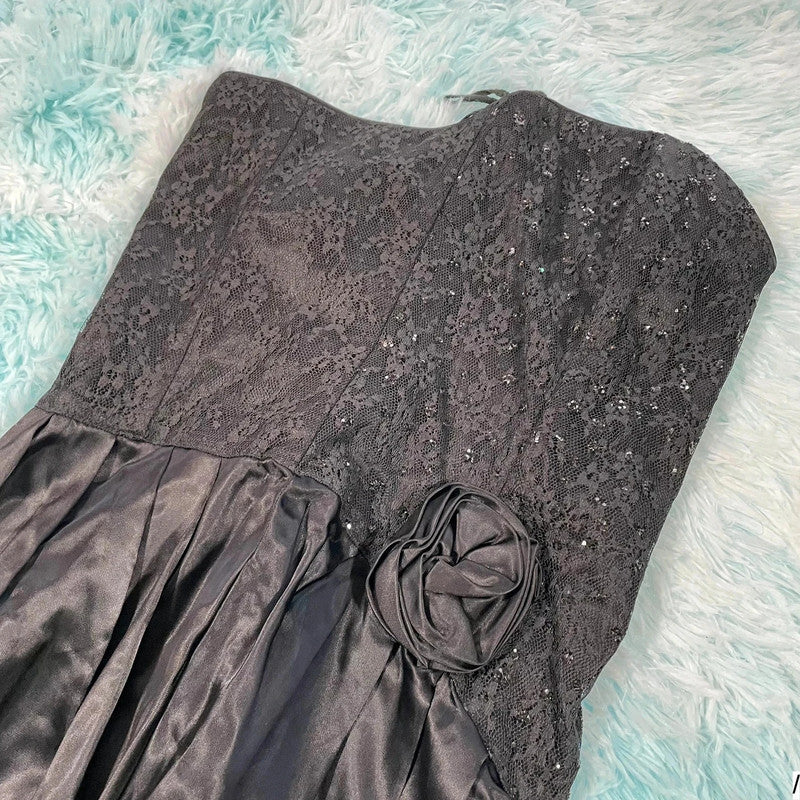 Vintage 80s Black Gunne Sax Strapless Dress - Size 7