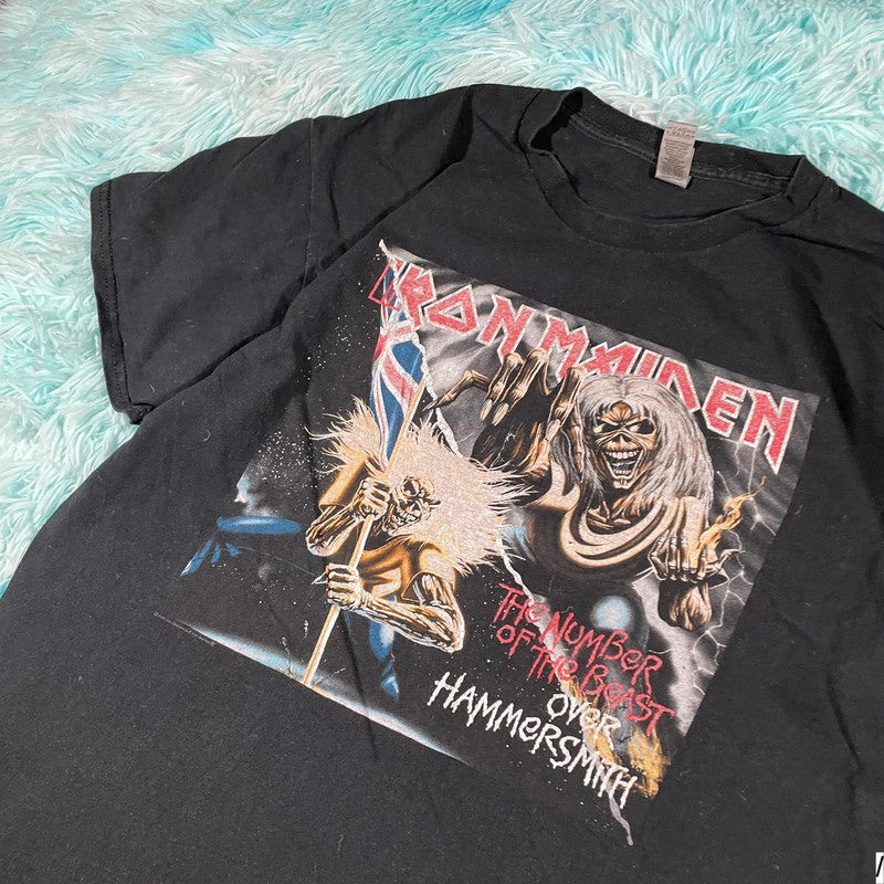 Black Iron Maiden Band T Shirt - Large