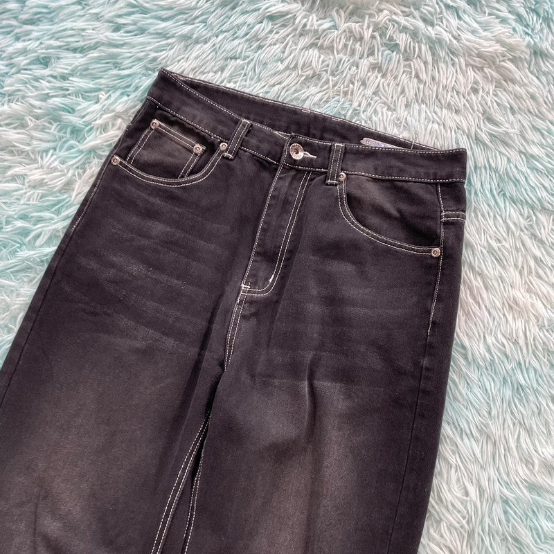 Black Off License Baggy Jeans - 30W L32