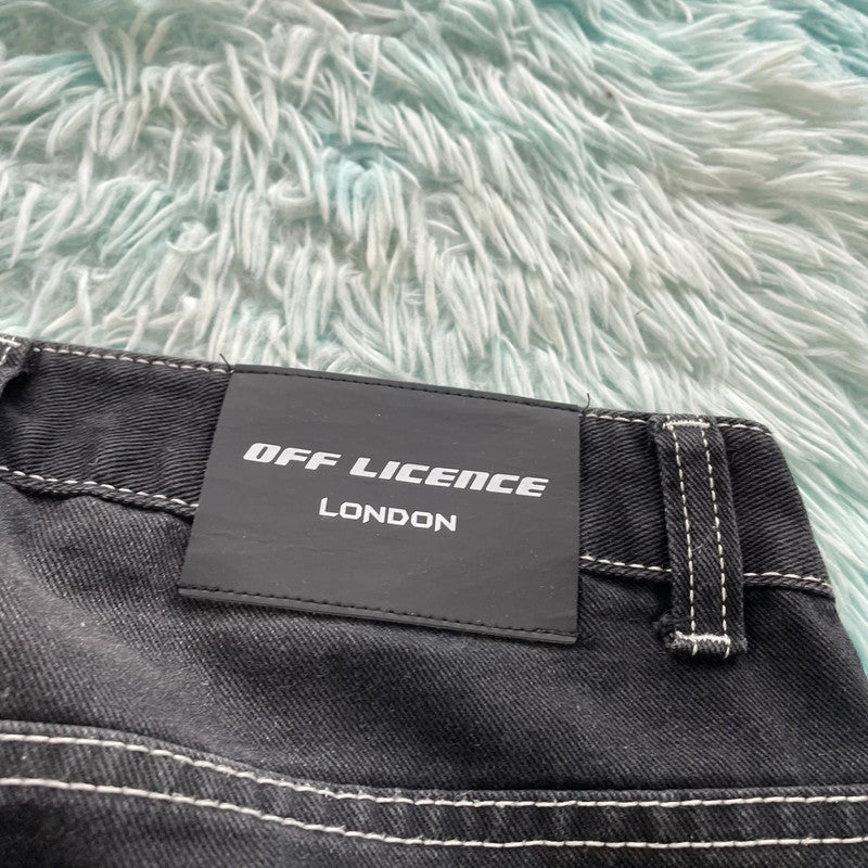 Black Off License Baggy Jeans - 30W L32