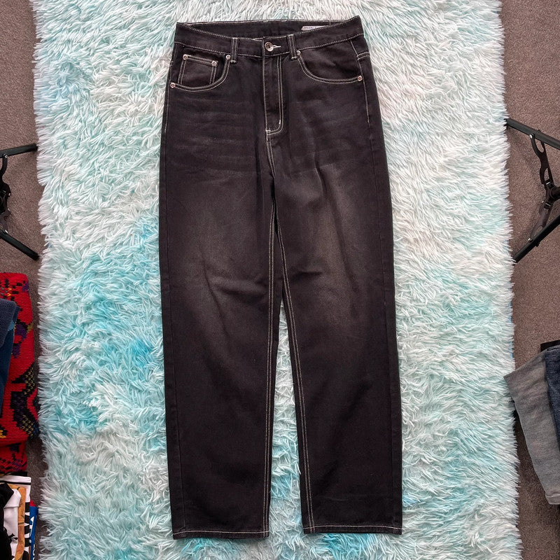 Black Off License Baggy Jeans - 30W L32