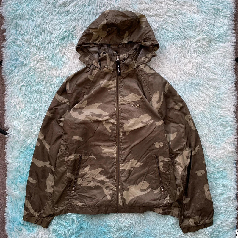Vintage Camo Schott NYC Windbreaker Jacket - Medium