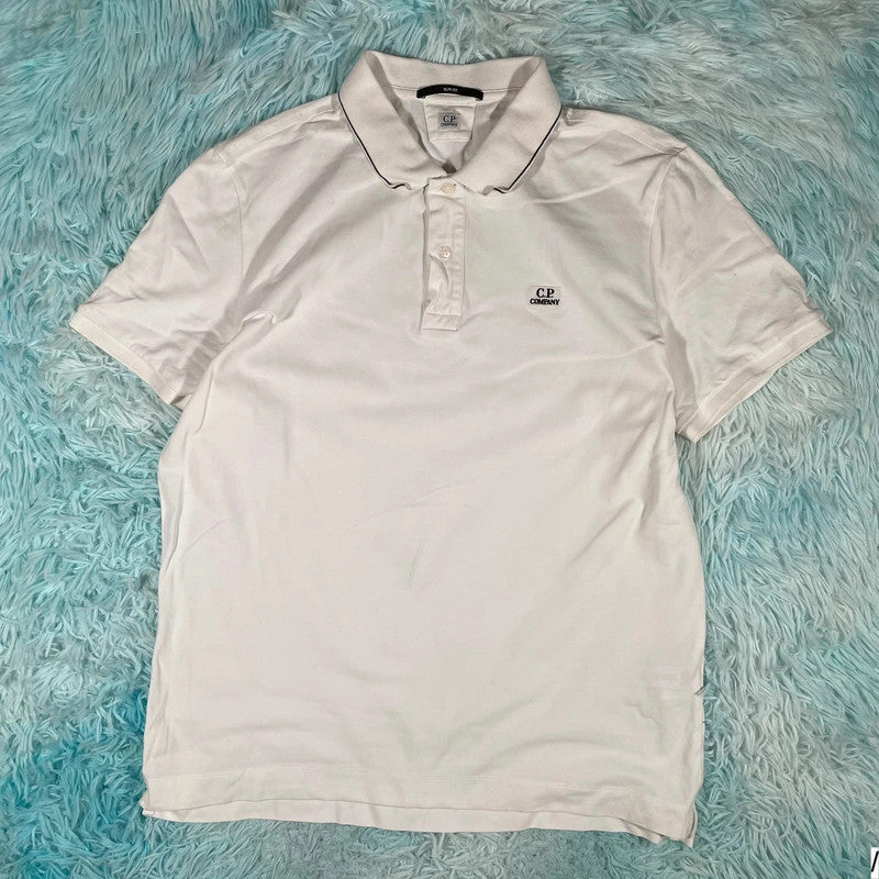 White CP Company Polo Shirt - XL