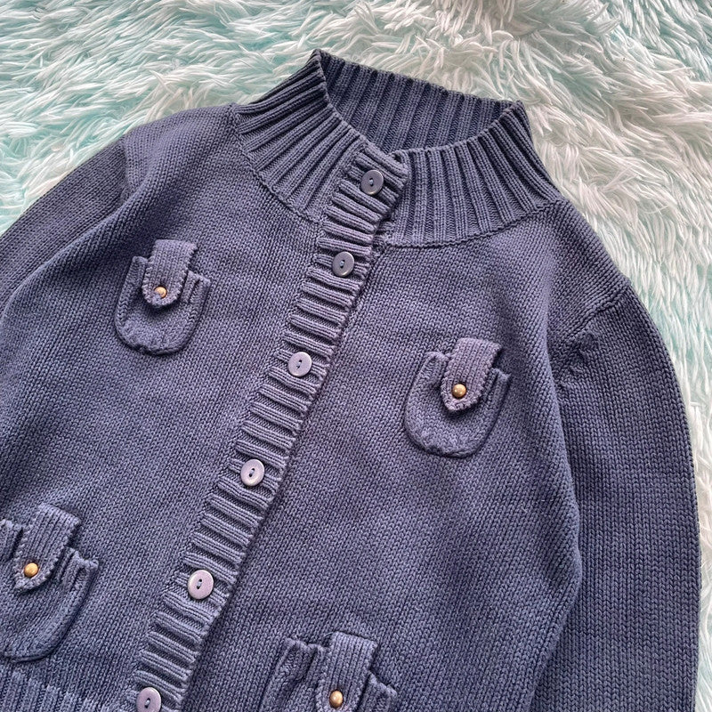 Vintage Navy Trucco Knitted Jumper - Size 10