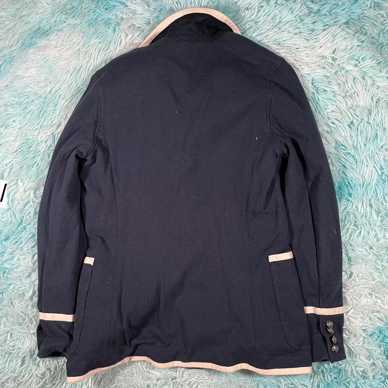 Vintage Navy Polo Ralph Lauren Cotton Blazer Jacket Crested - 10